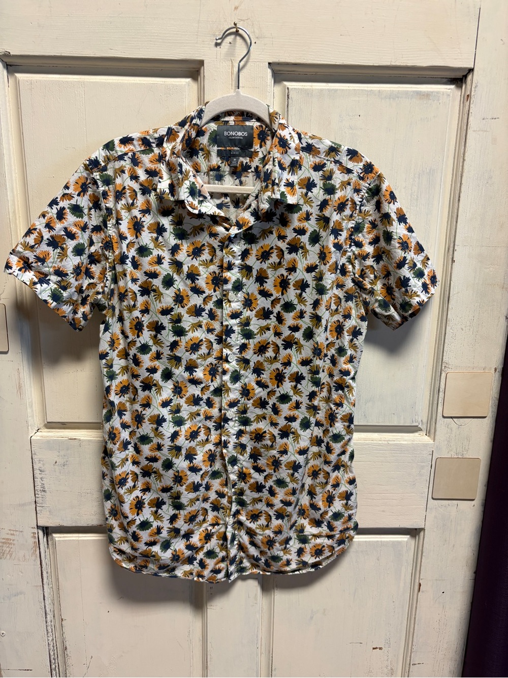 Bonobos White Floral Short-Sleeve Button-Down Shirt